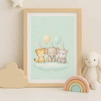 Cute Safari Baby Animal Wall Art
