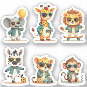 Cute Safari Baby Animals Sticker Sheet — Kawaii
