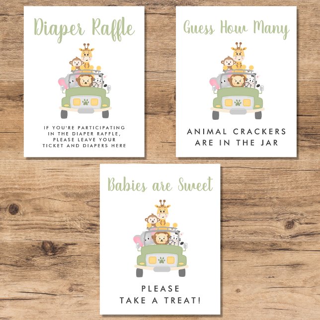 Cute Safari Baby Shower Games Poster Set (Creator Uploaded)