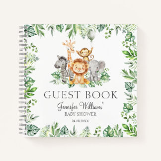 Cute Safari Baby Shower Guest Book Gift Notebook