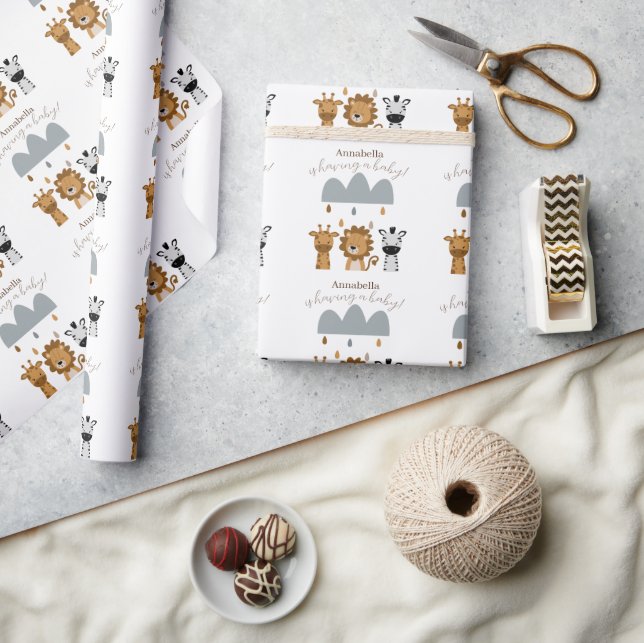 Cute Safari Boho Baby Animals Wrapping Paper (Crafts)