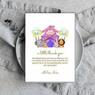 Cute Safari Circus Carnival Balloon Baby Shower  Thank You Card