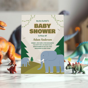 Cute Safari Elephant Boy Baby Shower Invitation