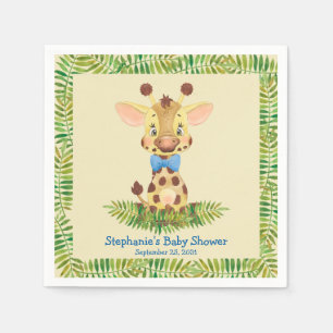 Cute Safari Giraffe Personalised Boy Baby Shower Napkin