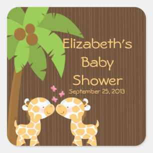 Cute Safari Giraffes Multiple Baby Shower Stickers