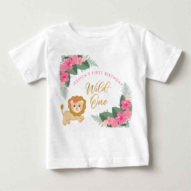 Cute safari girls wild one baby T-Shirt (Front)