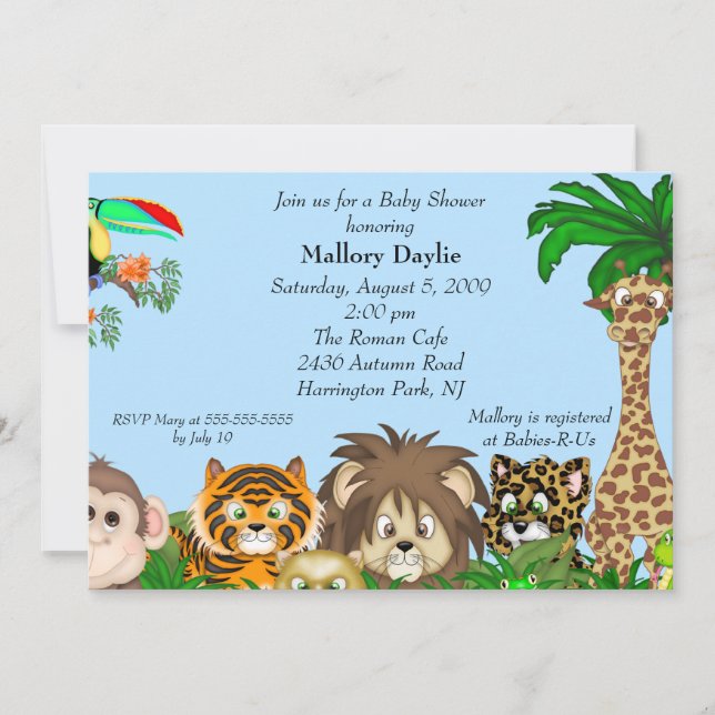 Cute Safari It's A Jungle Boy Baby Shower Invitation (Front)