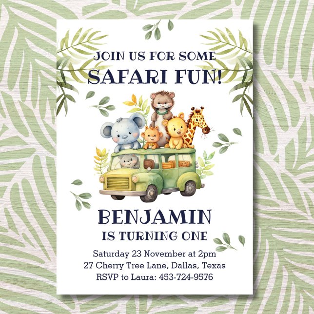Cute Safari Jungle 1st Birthday  Invitation (Creator Uploaded)
