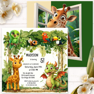 Cute Safari Jungle Animal Child Birthday Invitation