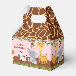 Cute Safari Jungle Animal Girl Gable Favour Box