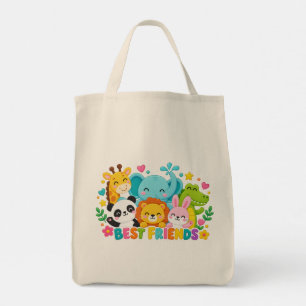 Cute Safari Jungle Animals Best Friends Natural Ca Tote Bag
