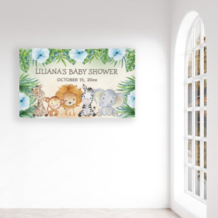 Cute Safari Jungle Animals Boy Baby Shower Banner