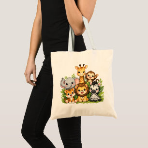 Cute Safari Jungle Animals Tote Bag