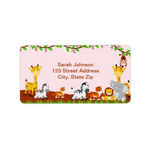 Cute Safari Jungle Baby Girl Address Label