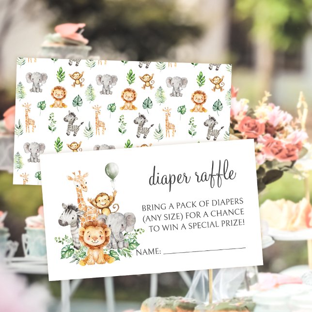 Cute Safari Jungle Baby Shower Diaper Raffle Cards (Creator Uploaded)