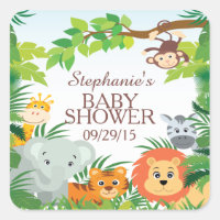 Cute Safari Jungle Baby Shower Favour Sticker
