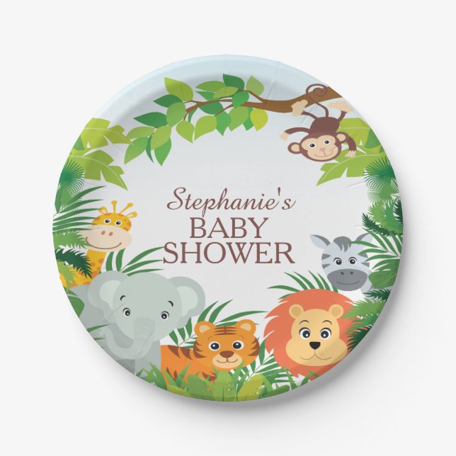 Cute Safari Jungle Baby Shower Plate (Front)