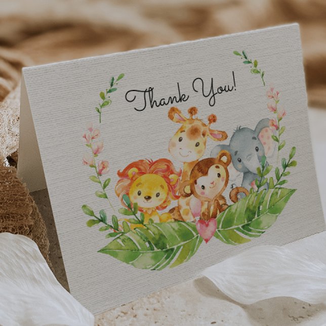 Cute Safari Jungle Baby Shower Thank You Note (Creator Uploaded)