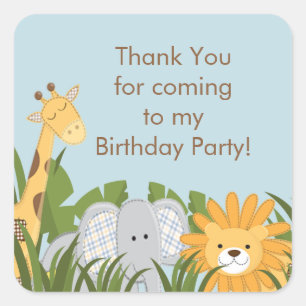 Cute Safari Jungle Birthday Party Square Sticker