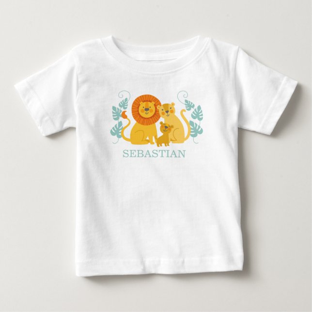 Cute Safari Jungle Lion Boy Baby T-Shirt (Front)