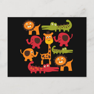Cute Safari Jungle Zoo Animals Print Gifts Postcard