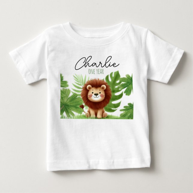 Cute Safari Lion Birthday Baby T-Shirt (Front)