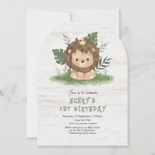 Cute Safari Lion kids birthday invitation