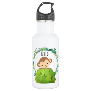 Cute Safari Monkey Hello 532 Ml Water Bottle