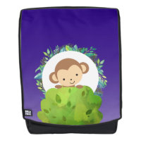 Cute Safari Monkey with Tropical Leaves