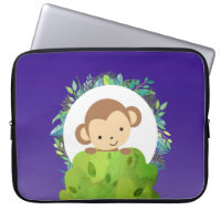 Cute Safari Monkey with Tropical Leaves