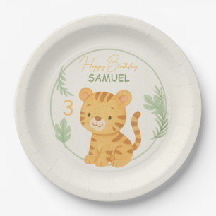 Cute Safari Tiger Jungle Kids Birthday Party Paper Plate