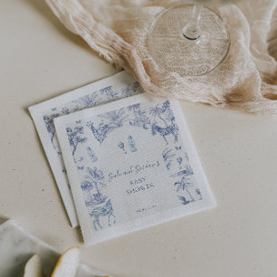 Cute Safari Toile de Jouy   Blue Baby Shower  Napkin