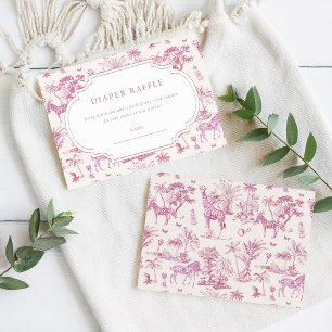 Cute Safari Toile de Jouy   Diaper Raffle Enclosure Card