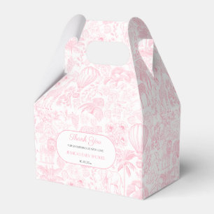 Cute Safari Toile de Jouy Girl Baby Shower Favour Box