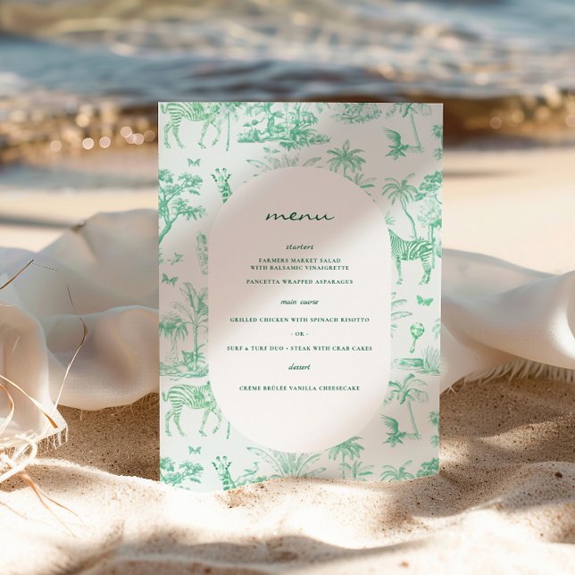 Cute Safari Toile de Jouy | Mint Baby Shower Poster (Creator Uploaded)