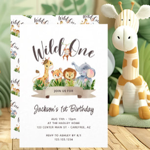 Cute Safari Wild One Birthday Invitation