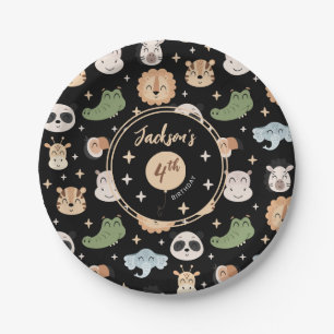 Cute Safari zoo animal birthday boy paper plates
