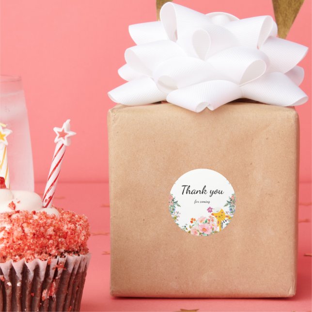 Cute safari zoo animals jungle floral baby shower classic round sticker (Party)