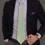Cute sage green and white small polka dots tie<br><div class="desc">Modern and cute sage green and white large polka dot pattern neck tie.</div>
