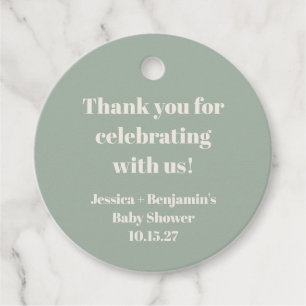 Cute Sage Green Baby Shower Custom Thank You Favour Tags
