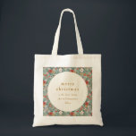 Cute Sage Green Botanical Custom Merry Christmas Tote Bag<br><div class="desc">Cute Sage Green Botanical Custom 2 Photo Merry Christmas Tote Bag</div>