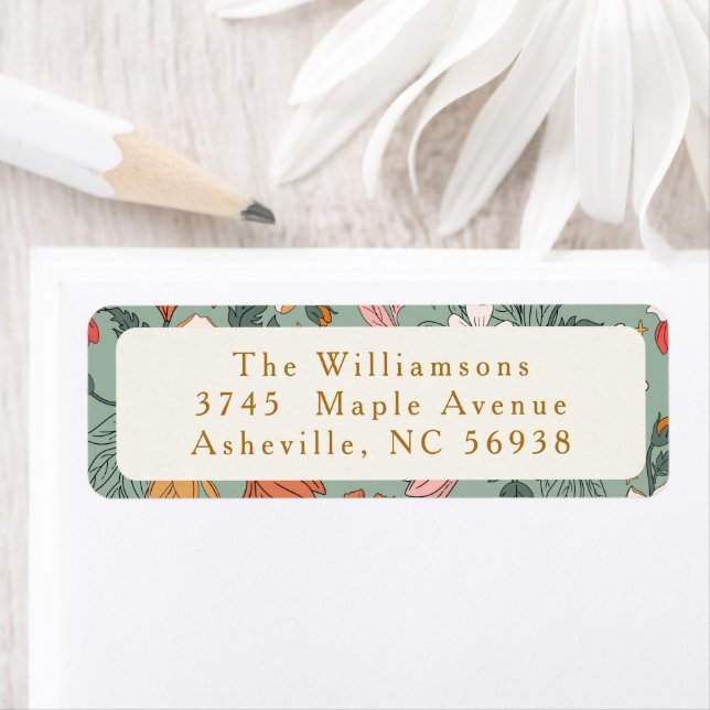 Cute Sage Green Botanical Custom Return Address (Insitu)