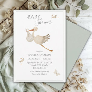 Cute Sage Green Gender Neutral Baby Shower Invitation