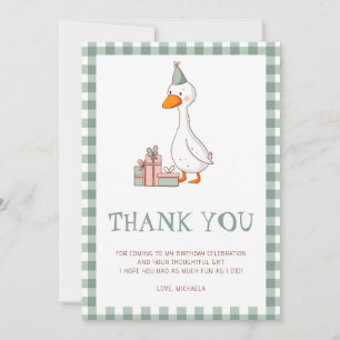 Cute Sage Green Gingham Neutral Silly Goose Thank You Card