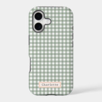 Cute Sage Green Plaid Personalised