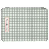 Cute Sage Green Plaid Personalised  iPad Air Cover (Horizontal)