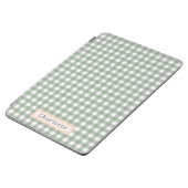 Cute Sage Green Plaid Personalised  iPad Air Cover (Side)