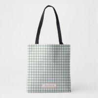 Cute Sage Green Plaid Personalised
