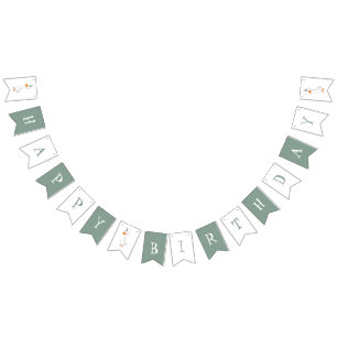 Cute Sage Green Silly Goose Happy Birthday Bunting