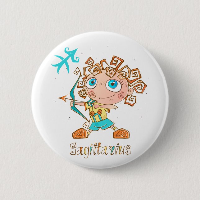 Cute Sagittarius Kid 6 Cm Round Badge (Front)